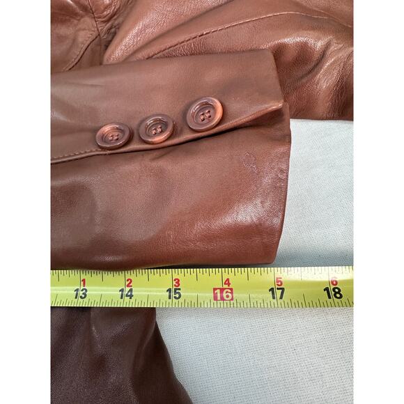 VTG Oscar Leopold Women's S/P Soft Lamb Leather Cognac Trench 70s Canada BOHO - Picture 15 of 16
